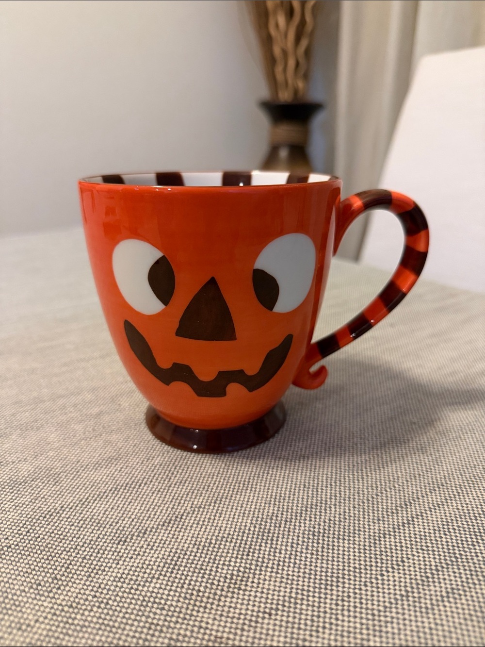 Starbucks 2007 Orange Pumpkin Face Ceramic Mug
